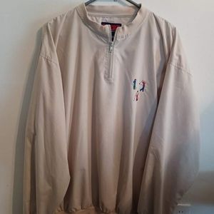 Pivot Rules Vintage Golf Jacket Mens Large Tan 1/4 Zip Windbreaker XL